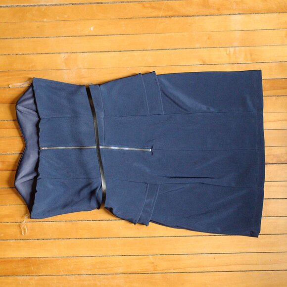 LeChateau Ottoman Ribbed Peplum Dress, Zip up - Picture 3 of 7